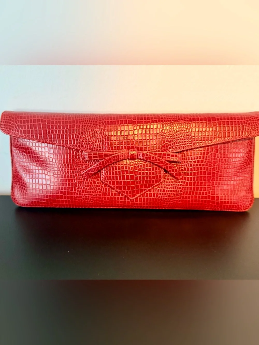 Emporio Armani vintage crocodile-embossed leather handbag/clutch